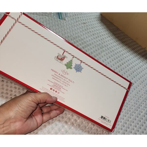 LENOX NIB MERRY & BRITE SET OF 3 CHRISTMAS ORNAMENT - Picture 3 of 6